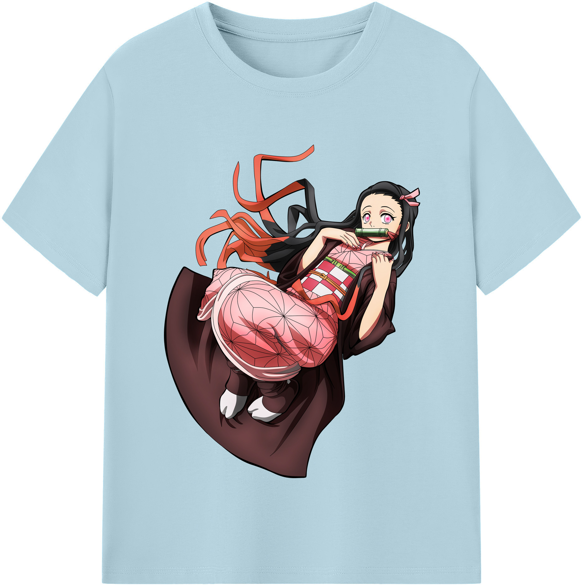 （画像用） 鬼滅の刃（きめつのやいば）竈門 禰󠄀豆子／かまど ねずこ Kamado Nezuko 綿100％半袖Tシャツ（フロントプリント）